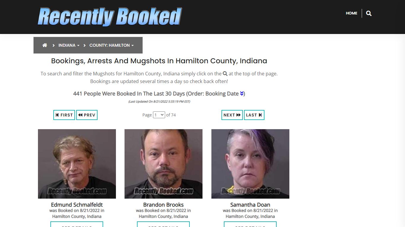 Recent bookings, Arrests, Mugshots in Hamilton County, Indiana