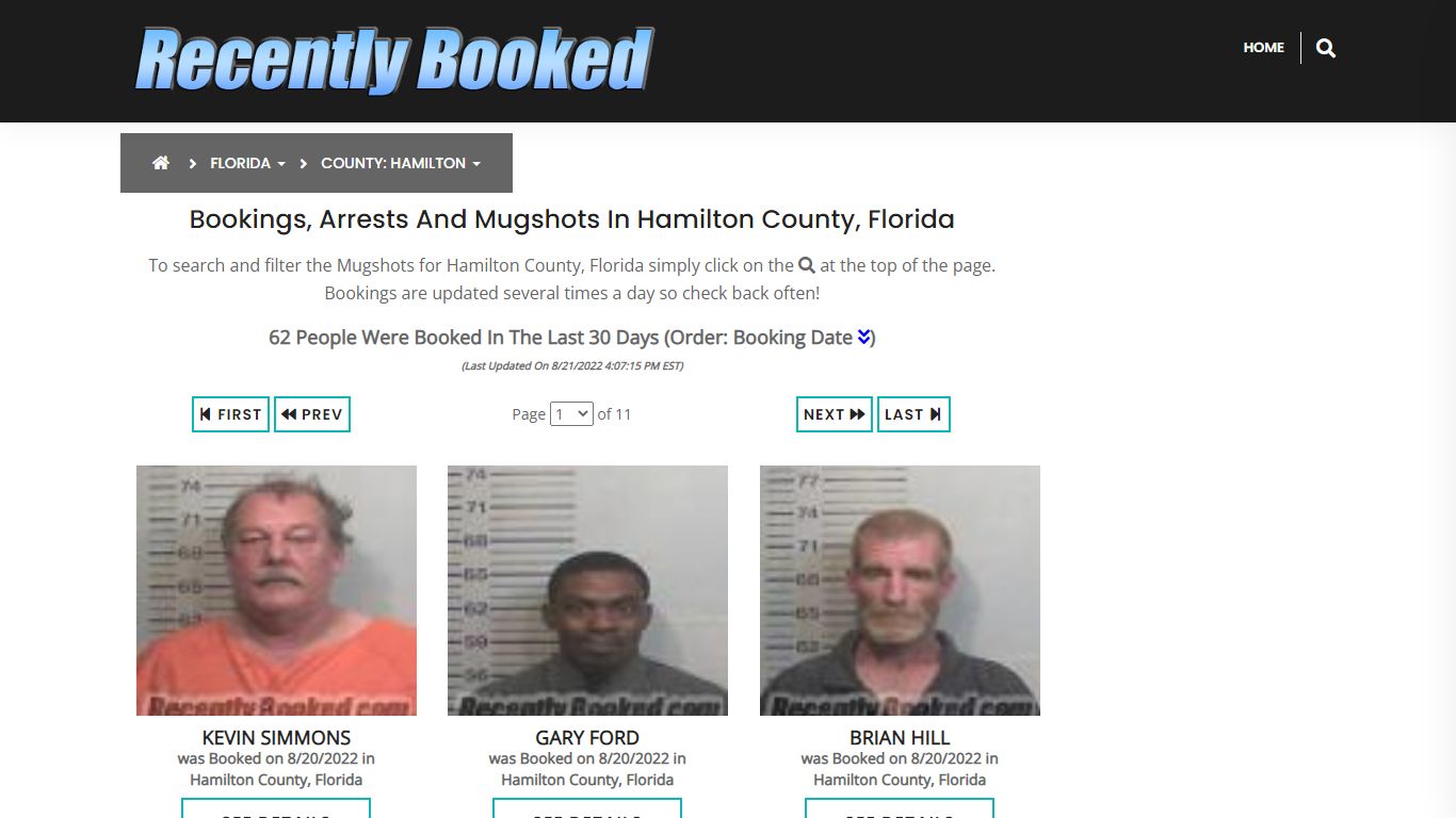 Recent bookings, Arrests, Mugshots in Hamilton County, Florida